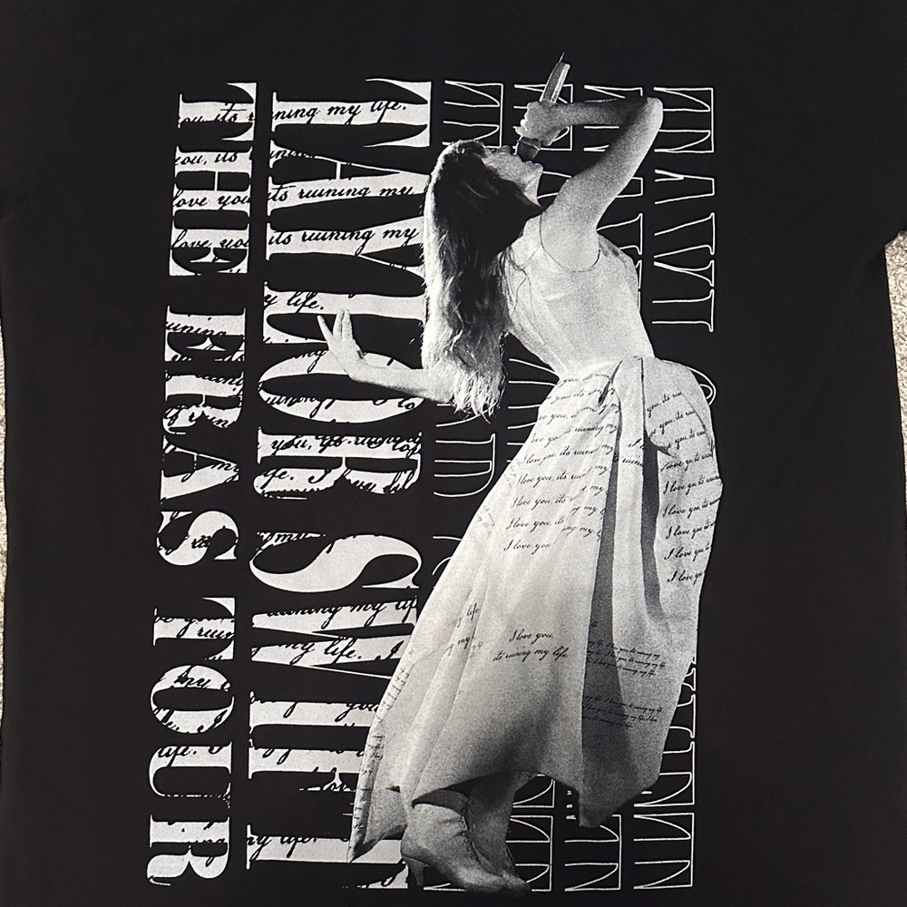 Taylor Swift Medium Eras Tour Tortured Poets Oversized T-Shirt Black
